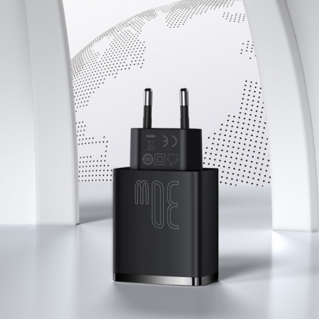 Сетевое зарядное устройство Baseus Compact Quick Charger 2U+C 30W EU Белое (CCXJ-E02)