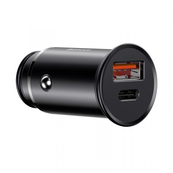 Автомобильное зарядное устройство Baseus  Circular metal A+C 30W PPS Car Charger  Чёрный (CCALL-BS01)