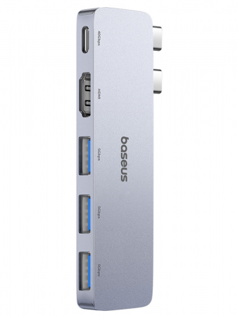 USB-концентратор Baseus UltraJoy Series 5-Port HUB USB-C*2 - USB-C 40Gbps*1+HDMI 4K@30Hz*1+USB3.0*3 Серый (B00052801811-04)