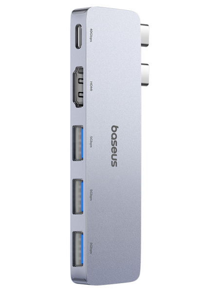 USB-концентратор Baseus UltraJoy Series 5-Port HUB USB-C*2 - USB-C 40Gbps*1+HDMI 4K@30Hz*1+USB3.0*3 Серый (B00052801811-04)