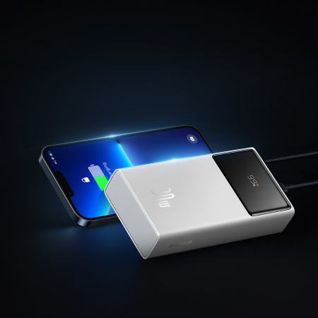 Внешний аккумулятор OS-Baseus Star-Lord Digital Display Fast Charging Power Bank 10000mAh 30W с кабелем USB - Type-C 3A 0.3m (P10022907213-00) Белый