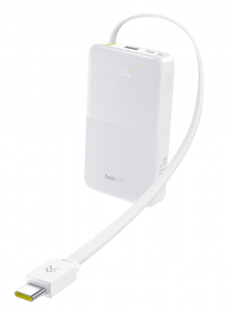 Повербанк Baseus EnerFill FC51 Bipow2 Pro Digital Display со встроенным кабелем 10000mAh 22.5W Белый (E0027601) 