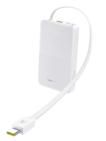 Повербанк Baseus EnerFill FC51 Bipow2 Pro Digital Display со встроенным кабелем 10000mAh 22.5W Белый (E0027601) 