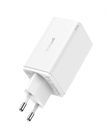 Сетевое зарядное устройство OS-Baseus GaN6 Pro Fast Charger 2C+2U 65W  EU с кабелем Type-C-Type-C 100W (20V/5A) 1m Белое (P10162701213-00)
