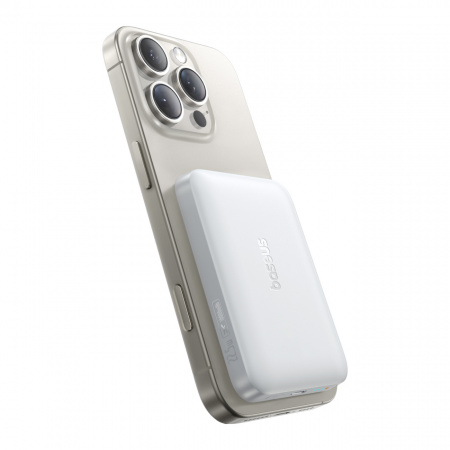 Повербанк Baseus EnerFill FM11 Ultra-Mini Magnetic 10000mAh 22.5W Белый (в комплекте Type-C - Type-C кабель 30см) (P1008210E213-00)