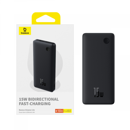 Внешний аккумулятор Baseus Airpow Lite 10000mAh 15ВтUSB/Type-C Чёрный (P10067500123-00)