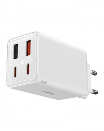 Сетевое зарядное устройство OS-Baseus GaN6 Pro Fast Charger 2C+2U 65W  EU с кабелем Type-C-Type-C 100W (20V/5A) 1m Белое (P10162701213-00)