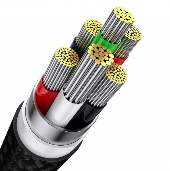 Кабель Baseus Flash Series 2 One-for-three Fast Charging Data Cable USB - M+L+C 66W 1.2m (CASS040001) Черный