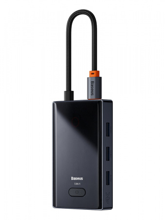 Хаб Baseus PioneerJoy 6-Port Type-C HUB Adapter (Type-C - HDMI4K@60Hz*1+USB3.0*3+PD*1+RJ45*1) Серый (WKYY030213)