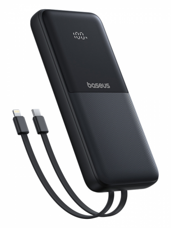 Повербанк Baseus Lipow Dual-Cable Power Bank with Digital Display 10000mAh 22.5W Чёрный ( в комплекте кабель USB-A - USB-C 0.2м) (P10079101123-00)