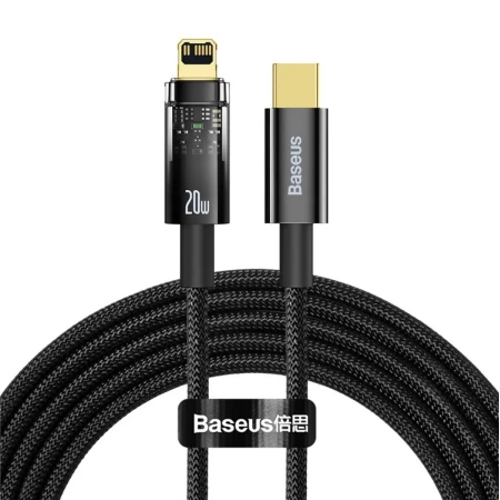 Кабель Baseus Explorer Series Auto Power-Off Fast Charging Data Cable Type-C - Lightning 20W 2м Черный CATS000101