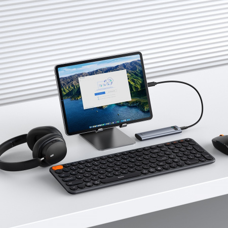 Бокс для жесткого диска Baseus FlyJoy Series SSD Enclosure (M.2 NVMe and SATA) серый (B00760600811-00)