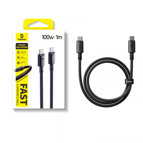 Кабель Baseus New Braided Fast Charging Cable USB-C- USB-C 100W 1м Чёрный (E0426W00)