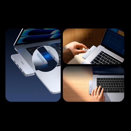 USB-концентратор Baseus UltraJoy Series 5-Port HUB USB-C*2 - USB-C 40Gbps*1+HDMI 4K@30Hz*1+USB3.0*3 Серый (B00052801811-04)