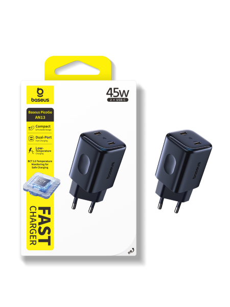 Сетевое зарядное устройство Baseus PicoGo AN13 Fast Charger @C 45W EU Чёрный (E0121F00)