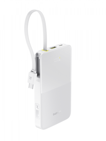 Повербанк Baseus EnerFill FC51 Bipow2 Pro Digital Display со встроенным кабелем 10000mAh 22.5W Белый (E0027601) 