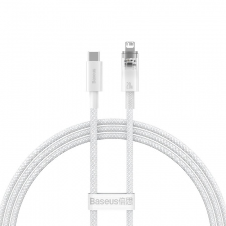 Кабель Baseus Explorer Series Fast Charging Cable with Smart Temperature Control Type-C - Apple Lightning 20W 1m (CATS010202) Белый