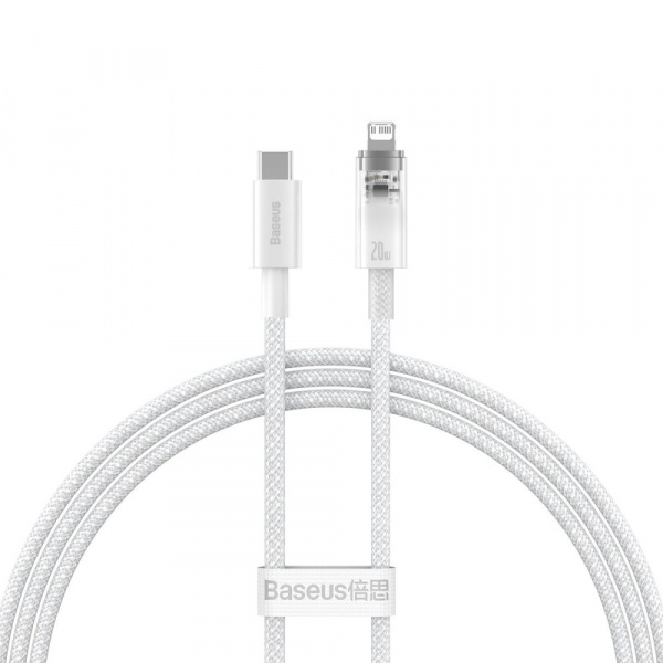 Кабель Baseus Explorer Series Fast Charging Cable with Smart Temperature Control Type-C - Apple Lightning 20W 1m (CATS010202) Белый