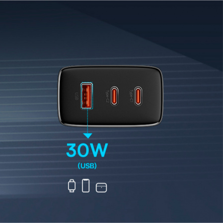 Сетевое зарядное устройство OS-Baseus Cube Pro Fast Charger 2C+U 65W EU Чёрный (P10152301113-00)