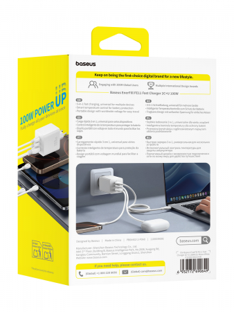 Сетевое зарядное устройство Baseus EnerFill FE11 Fast Charger 2C+U 100W EU Белый (P10182102213-00)