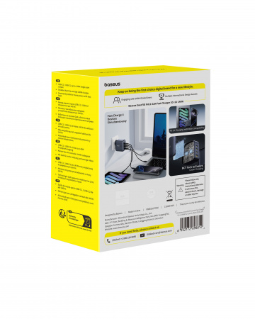 Сетевое зарядное  устройство Baseus EnerFill FH11 GaN Fast Charger 3C+U 140W EU Чёрный (E0121J00) 