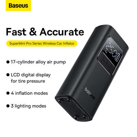 Беспроводной насос (компрессор) Baseus SuperMini Pro Series Wireless Car Inflator Черный (C11159300111-00) Беспроводной насос (компрессор) Baseus SuperMini Pro Series Wireless Car Inflator Черный (C11159300111-00)