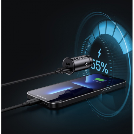 Автомобильное зарядное устройство Baseus  Circular metal A+C 30W PPS Car Charger  Чёрный (CCALL-BS01)