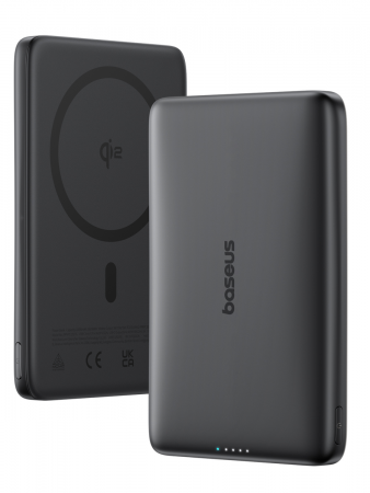 Повербанк Baseus PicoGo AM41 Ultra-Slim Qi2 Magnetic 10000mAh 27W Чёрный (кабель в комплекте USB-C - USB-C 30см) (E0027201)
