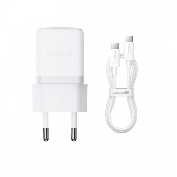 Сетевое зарядное устройство Baseus Palm Fast Charger 1C 30W EU Кабель в комплекте Type-C - Type-C 60W (20V/3A) 1м Белый (P10111605213-01)