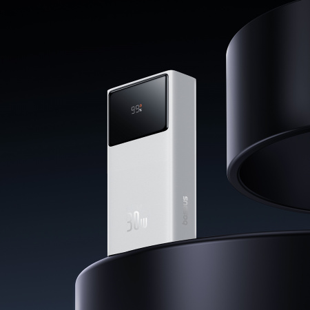 Внешний аккумулятор OS-Baseus Star-Lord Digital Display Fast Charging Power Bank 10000mAh 30W с кабелем USB - Type-C 3A 0.3m (P10022907213-00) Белый