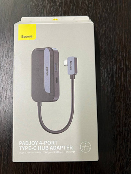 УЦЕНКА Хаб Baseus PadJoy 4-Port Type-C HUB Adapter Темно-серый (WKWJ000013) Повреждена упаковка УЦЕНКА Хаб Baseus PadJoy 4-Port Type-C HUB Adapter Темно-серый (WKWJ000013) Повреждена упаковка