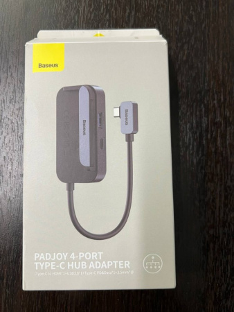 УЦЕНКА Хаб Baseus PadJoy 4-Port Type-C HUB Adapter Темно-серый (WKWJ000013) Повреждена упаковка