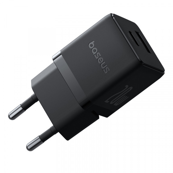 Сетевое зарядное устройство Baseus Palm Fast Charger C+U 20W EU (кабель в комплекте USB-C - USB-C 60W (20V/3A) 1м) Черный (P10111608113-01)
