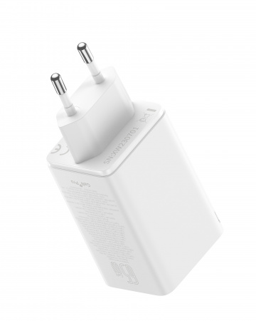Сетевое зарядное устройство OS-Baseus GaN6 Pro Fast Charger 2C+2U 65W  EU с кабелем Type-C-Type-C 100W (20V/5A) 1m Белое (P10162701213-00)