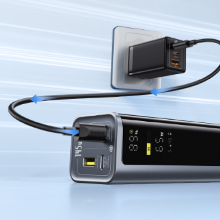 Повербанк Baseus EnerGeek GP12 Fast Charging with Digital Display 20800mAh 145W Серый (в комплекте кабель Type-C - Type-C 1м 100W) (P10082109813-00)