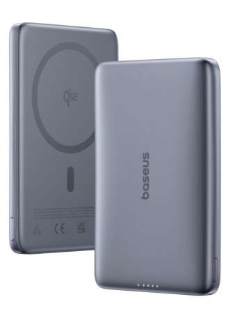 Повербанк Baseus PicoGo AM41 Ultra-Slim Qi2 Magnetic 10000mAh 27W Темно-серый (в комплекте USB-C - USB-C кабель 30см) (E0027200)