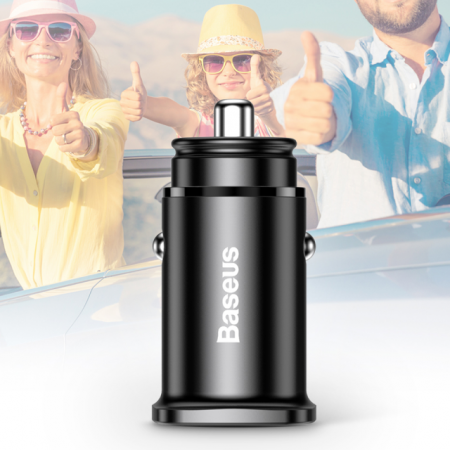 Автомобильное зарядное устройство Baseus Square metal A+C 30W PPS Car Charger Черное (CCALL-AS01)