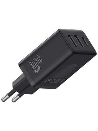 Сетевое зарядное устройство OS-Baseus Cube Fast Charger 2U+C 30W EU Чёрный (P10111402113-00)