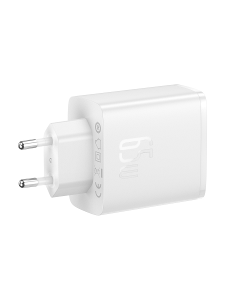 Сетевое зарядное устройство OS-Baseus Cube Pro Fast Charger 2C+U 65W EU Белый (P10152301213-00)