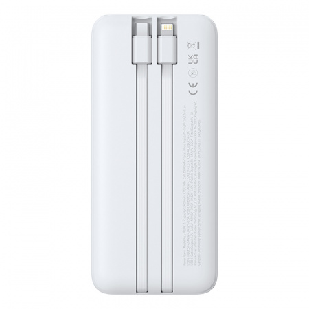 Повербанк Baseus Lipow Dual-Cable 10000mAh 22.5W Белый (в комплекте USB-A t- USB-C кабель 0.2м) (P10079101213-00)
