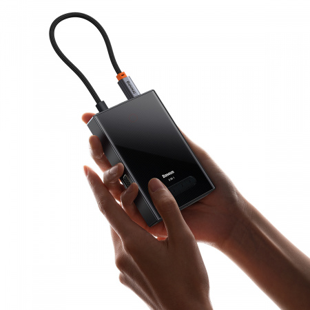 Хаб Baseus PioneerJoy 8-Port Four-Screen Type-C HUB Adapter (Type-C - HDMI4K@60Hz*1+HDMI4K@30Hz*1+DP8K@30Hz*1+VGA+USB3.0*2+Type-C (Data+PDout)*1+PD*1) Серый (WKYY030413)