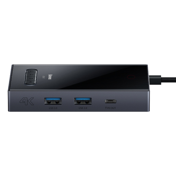 Хаб Baseus PioneerJoy 8-Port Four-Screen Type-C HUB Adapter (Type-C - HDMI4K@60Hz*1+HDMI4K@30Hz*1+DP8K@30Hz*1+VGA+USB3.0*2+Type-C (Data+PDout)*1+PD*1) Серый (WKYY030413)