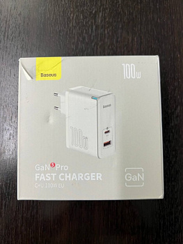 УЦЕНКА Сетевое зарядное устройство Baseus GaN5 Pro Fast Charger C+U 100W EU с кабелем Type-C - Type-C 100W(20V/5A) 1m Белый (CCGP090202) Повреждена упаковка УЦЕНКА Сетевое зарядное устройство Baseus GaN5 Pro Fast Charger C+U 100W EU с кабелем Type-C - Type-C 100W(20V/5A) 1m Белый (CCGP090202) Повреждена упаковка