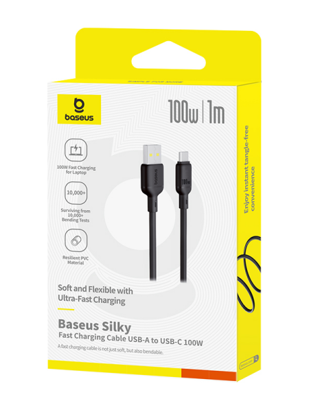 Кабель OS-Baseus Silky Series Fast Charging Cable USB - Type-C 100W 1м Чёрный (P10377703113-00)