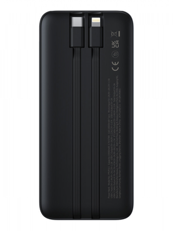 Повербанк Baseus Lipow Dual-Cable Power Bank with Digital Display 10000mAh 22.5W Чёрный ( в комплекте кабель USB-A - USB-C 0.2м) (P10079101123-00)