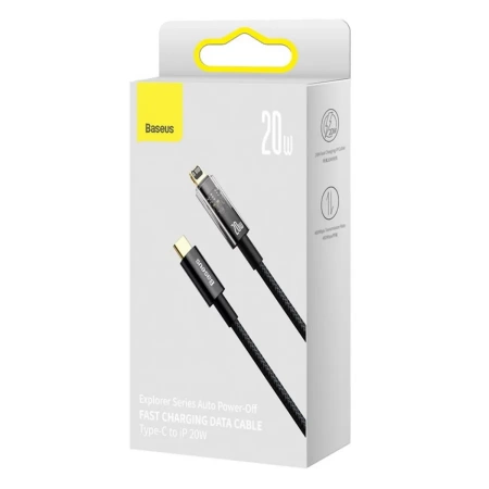 Кабель Baseus Explorer Series Auto Power-Off Fast Charging Data Cable Type-C - Lightning 20W 2м Черный CATS000101