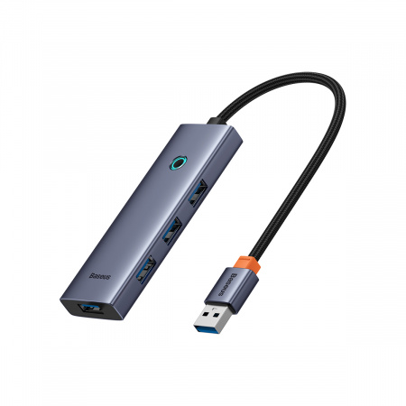 Хаб OS-Baseus Flite Series 4-Port HUB (Type-C - USB3.0*4) Серый (B0005280A813-03)