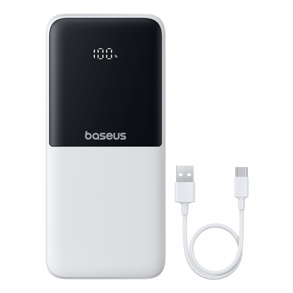 Повербанк Baseus Lipow Dual-Cable 10000mAh 22.5W Белый (в комплекте USB-A t- USB-C кабель 0.2м) (P10079101213-00)