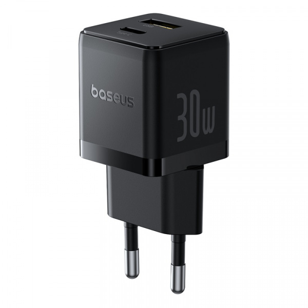 Сетевое зарядное устройство Baseus Palm Fast Charger C+U 30W EU Чёрный (в комплекте кабель USB-C - USB-C 60W (20V/3A) 1м) (P1011160A113-01)