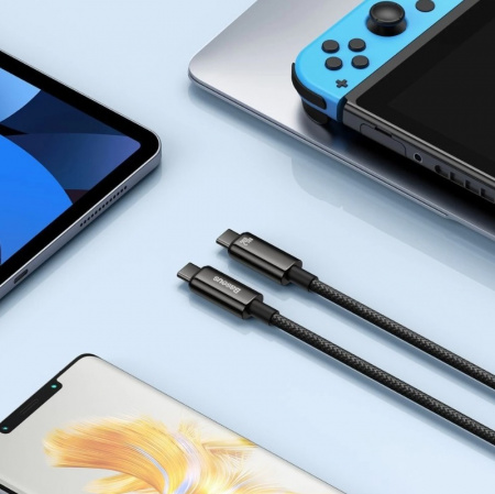 Кабель Baseus Tungsten Gold Fast Charging Data Cable Type-C - Type-C 240W 1м Черный CAWJ040001